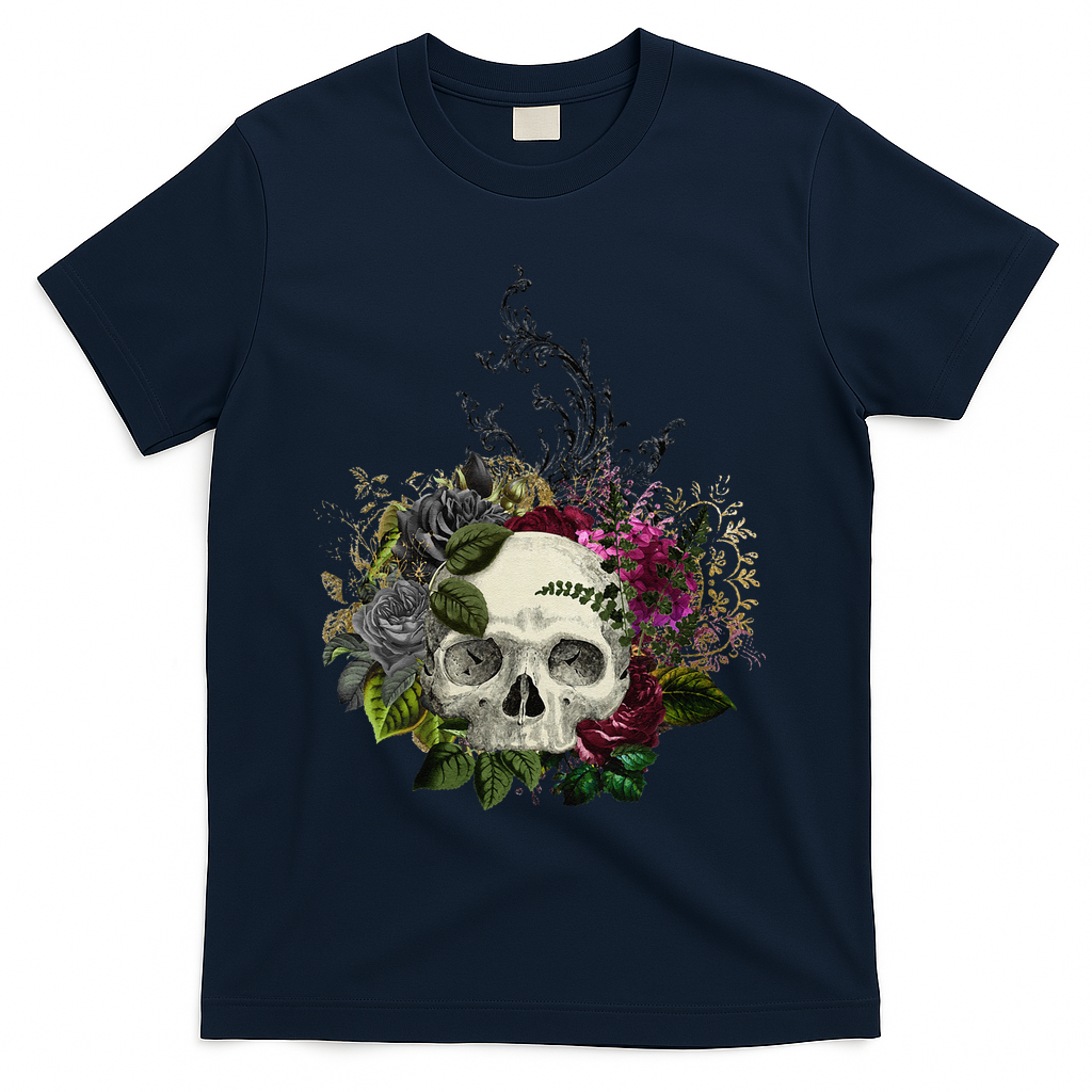 Skull Flowers Flower Sugar Skull Tree Roses Women Halloween T-Shirt