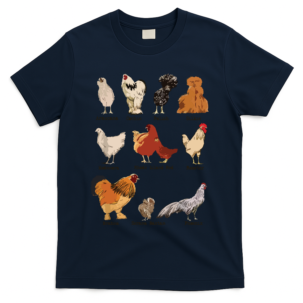Vintage Chicken Breeds Farm Animals Day Support Local Farmer T-Shirt