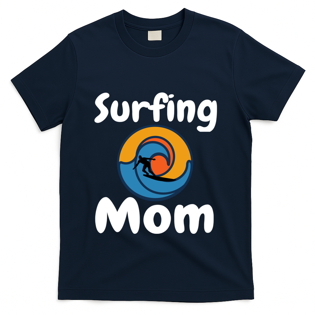 Funny Surfing Mom Surfer Mother Retro Sunrise Sunset Surf Funny Gift T-Shirt