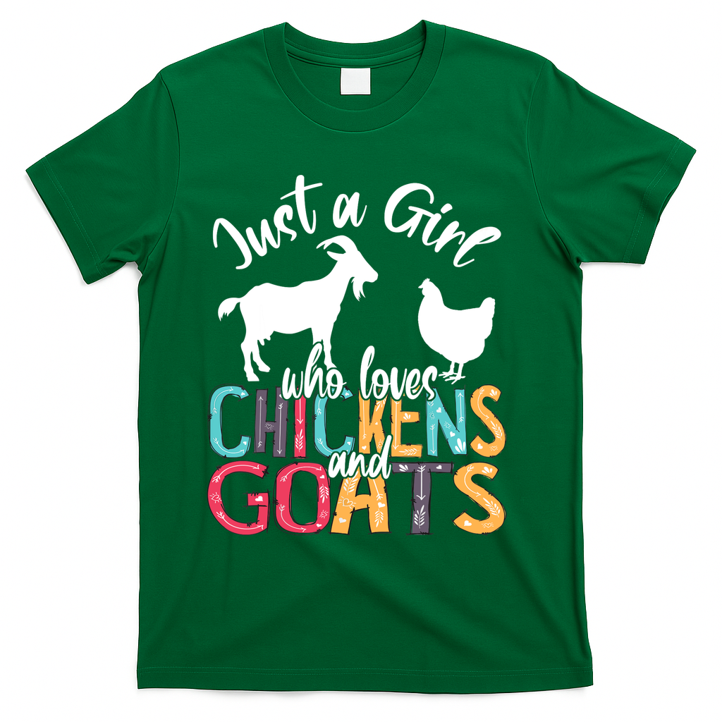 Cute Just A Girl Who Loves Chickens Goats Farmer Girls Gift T-Shirt
