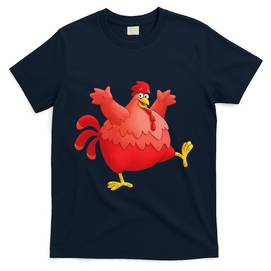 Red Fat Chubby Chicken Bird Cock Cartoon Art T-Shirt