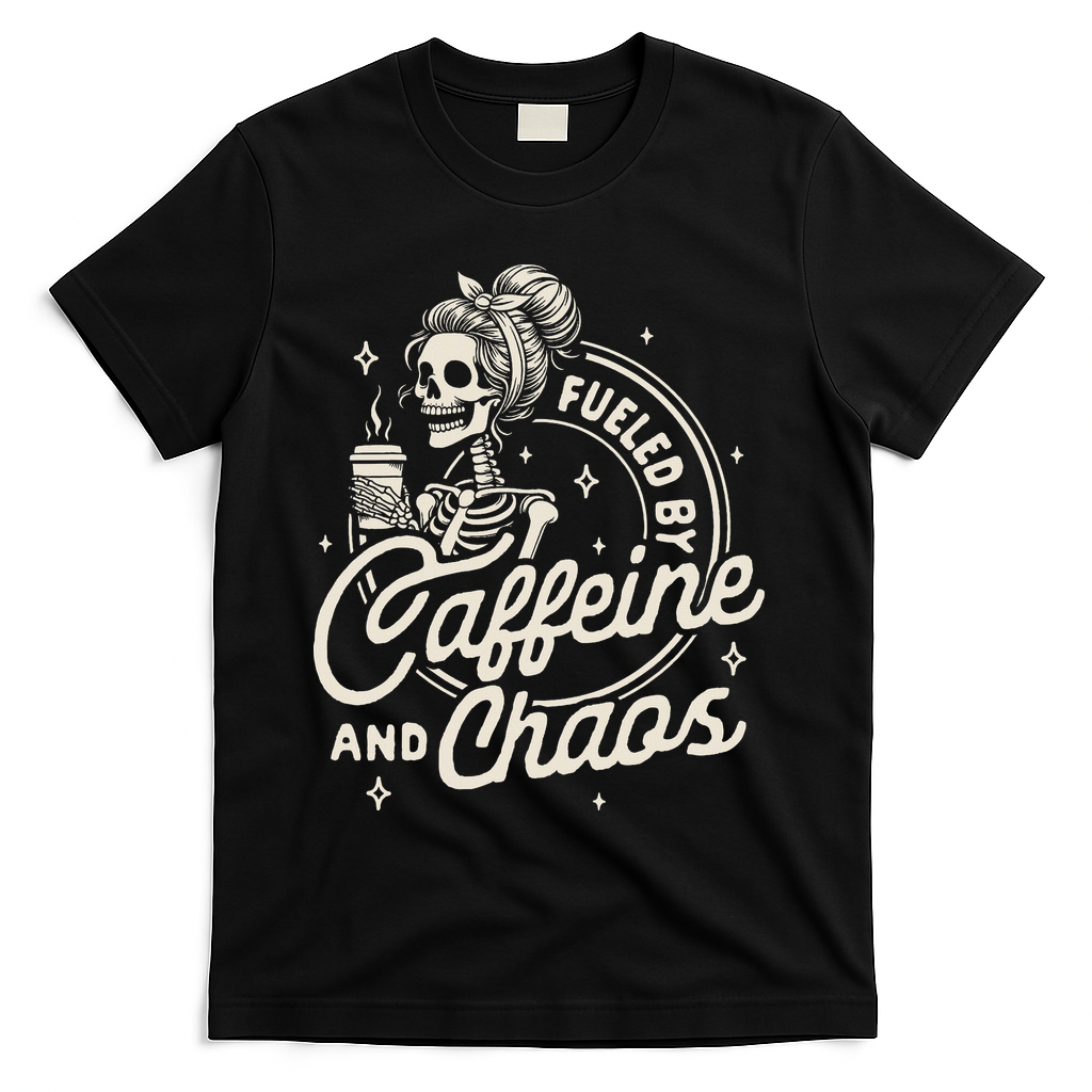 Mom Life Coffee Lover Motherhood Fueled By Caffeine & Chaos T-Shirt