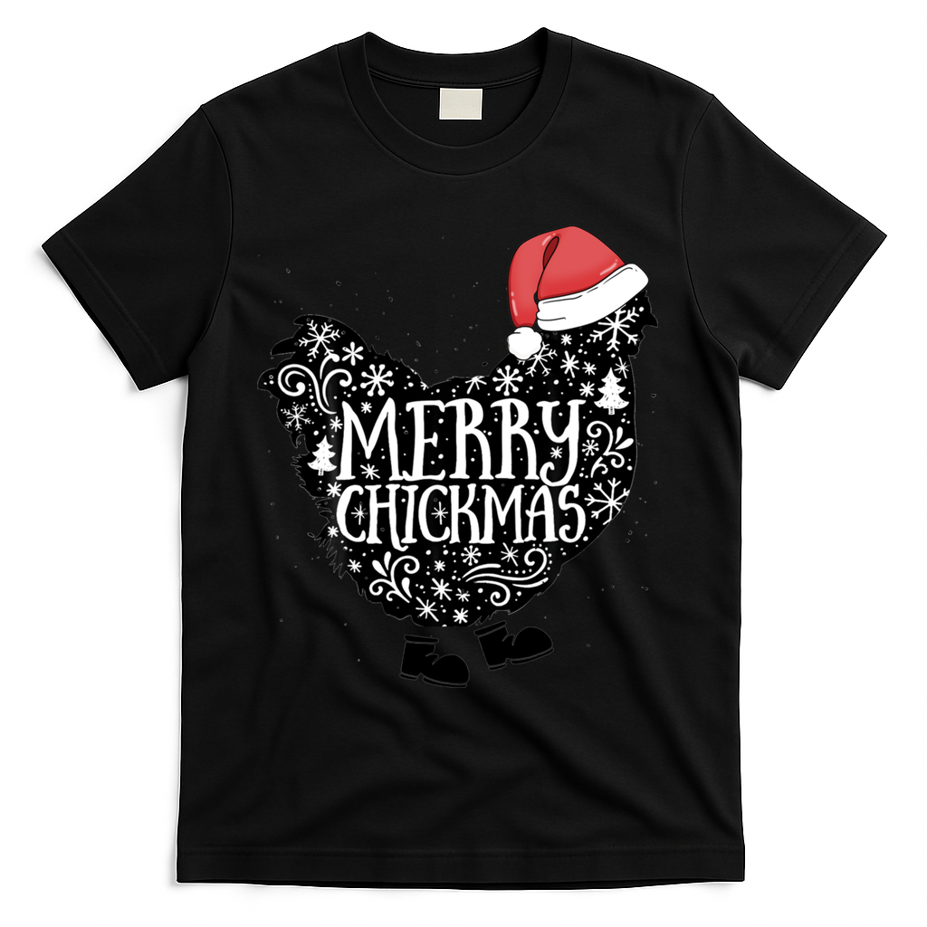 Christmas Chicken In Santa Hat Merry Chickmas Farmhouse Gift T-Shirt
