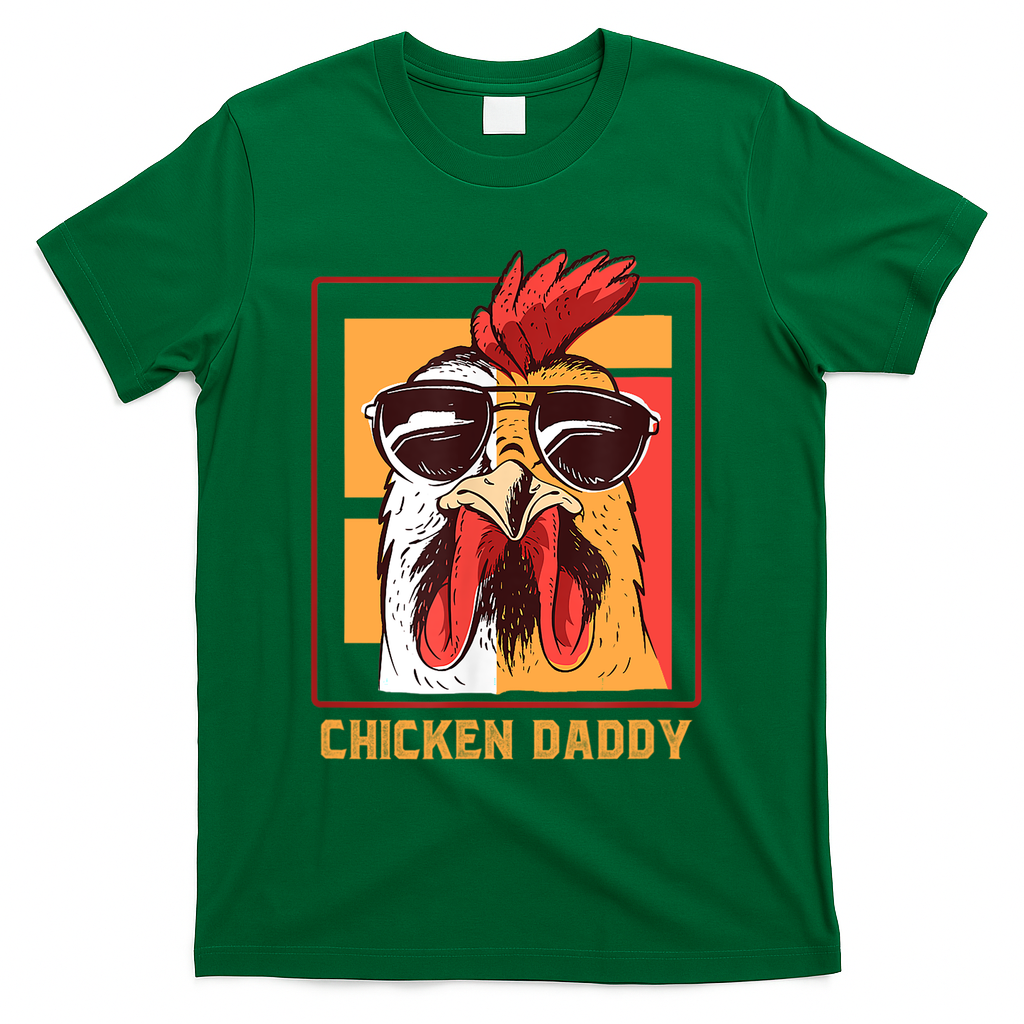 Mens Chicken Daddy Vintage Poultry Farmer Rooster Wearing Shades Gift T-Shirt