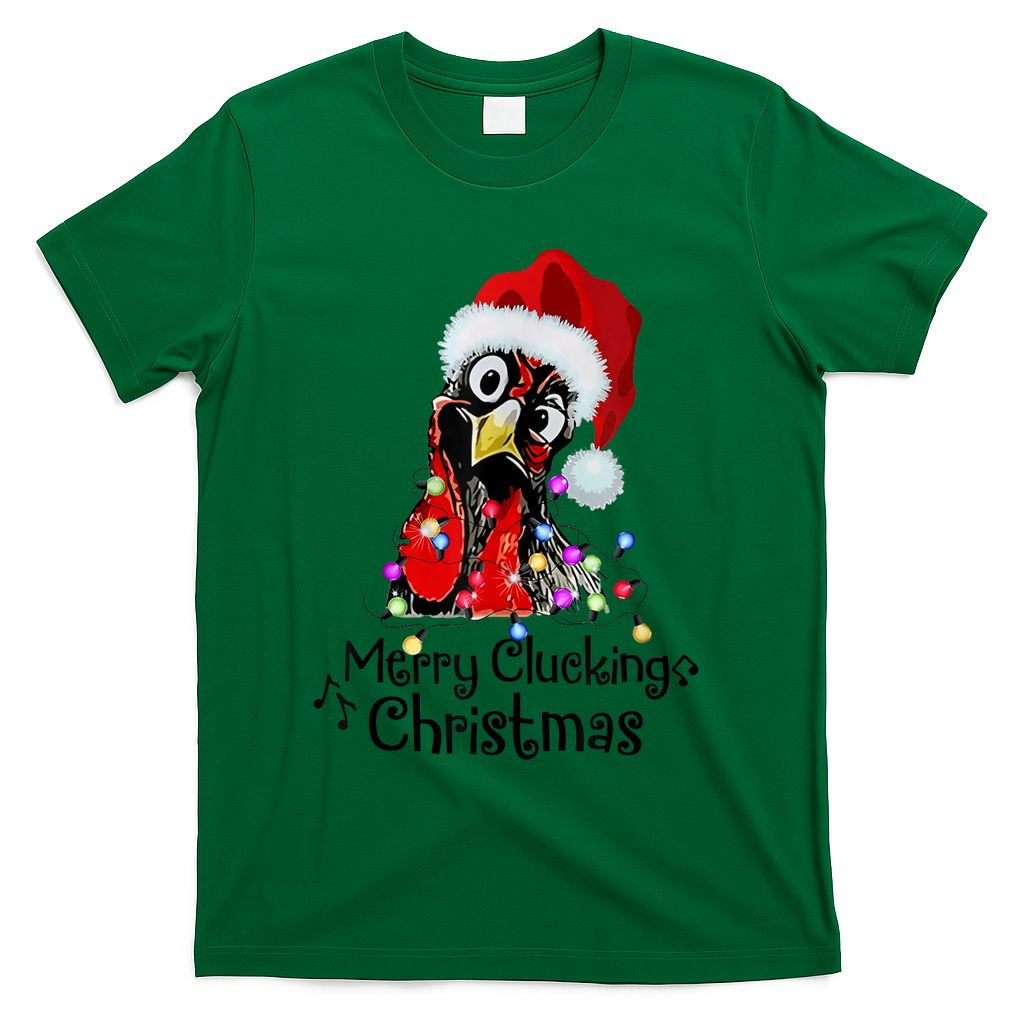 Chicken Merry Clucking Christmas Santa Funny Xmas T-Shirt