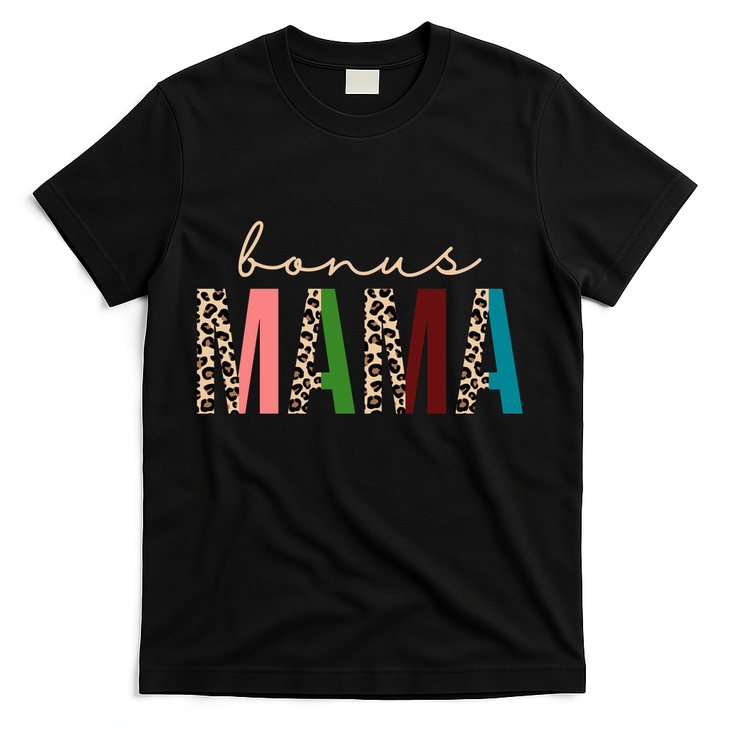 Cute Bonus Mama Leopard Pattern T-Shirt