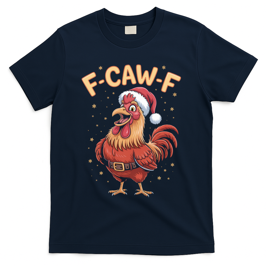 Funny Christmas F-CAW-F Santa Claus Chicken  T-Shirt