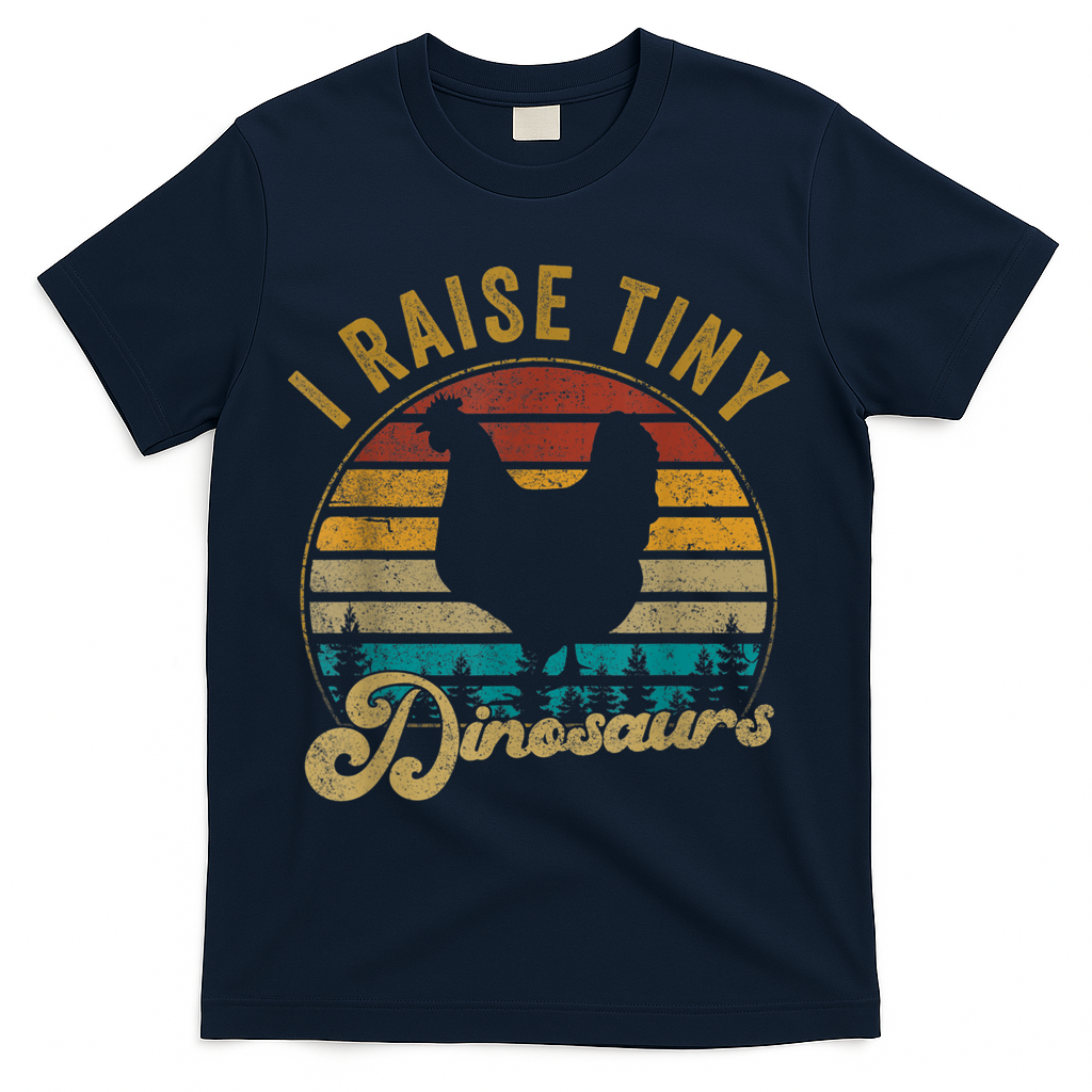 I Raise Tiny Dinosaurs Vintage Retro 70S Chicken Silhouette T-Shirt