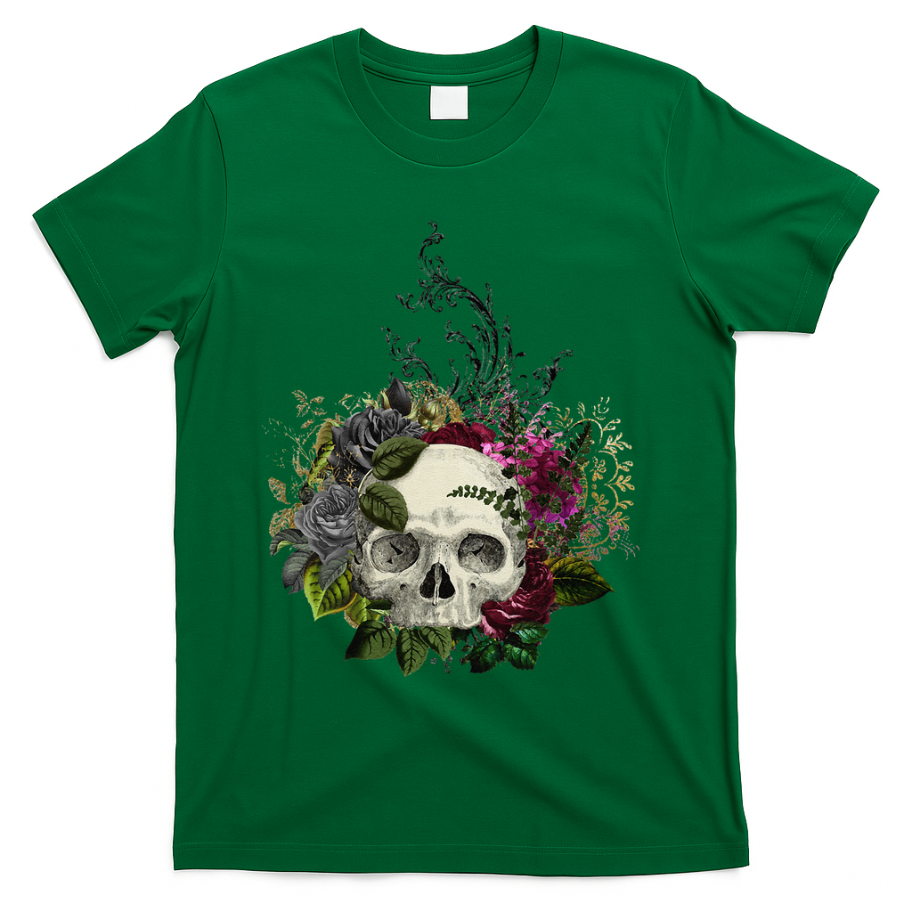 Skull Flowers Flower Sugar Skull Tree Roses Women Halloween T-Shirt