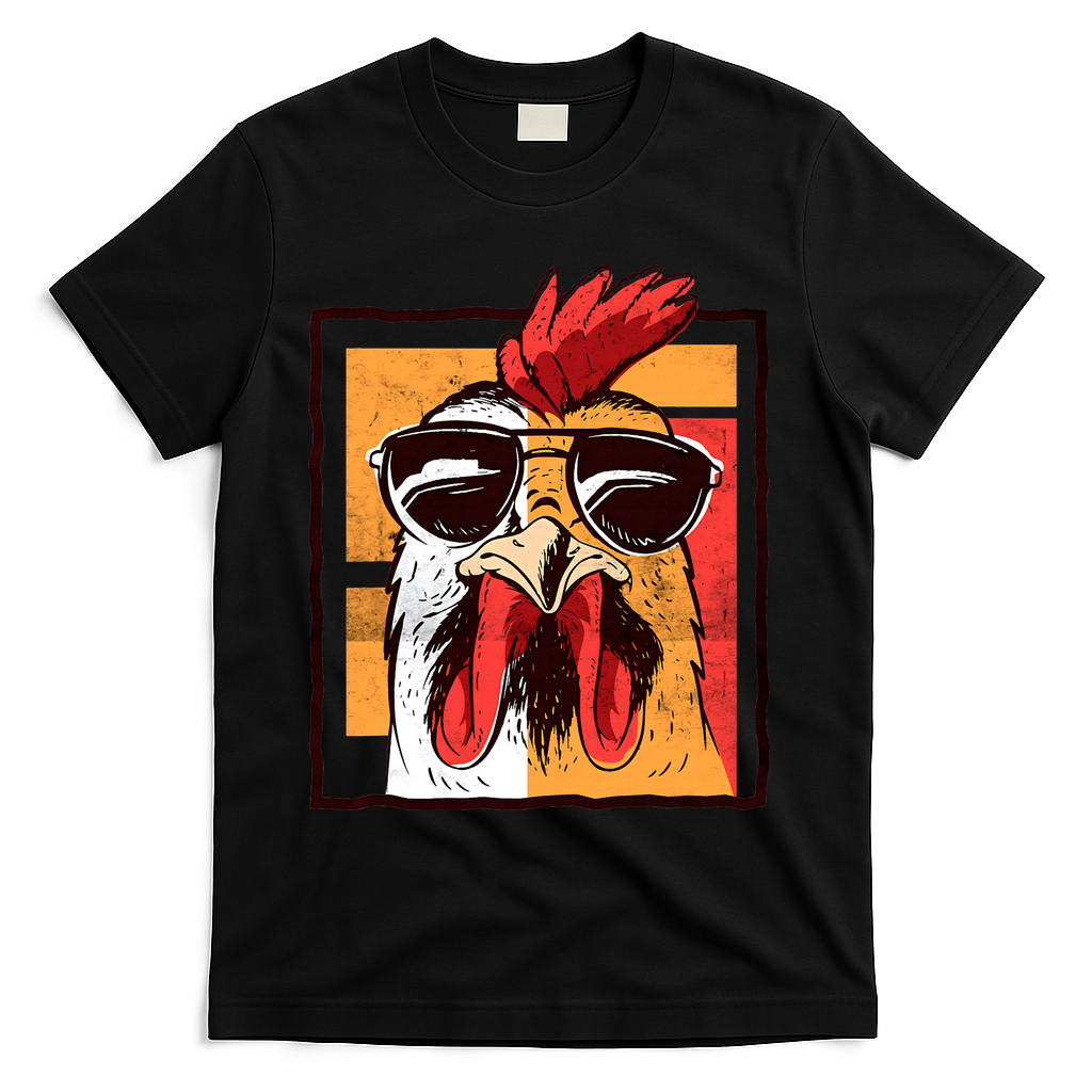 Retro Vintage Chicken Cool Rooster Wearing Sunglasses T-Shirt