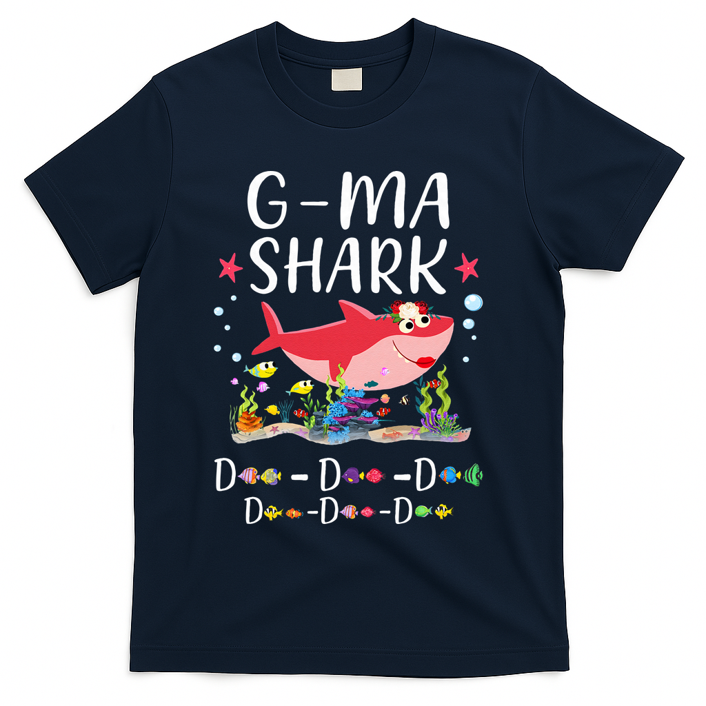 GMa Shark, Funny Mother's Day Floral Gift T-Shirt