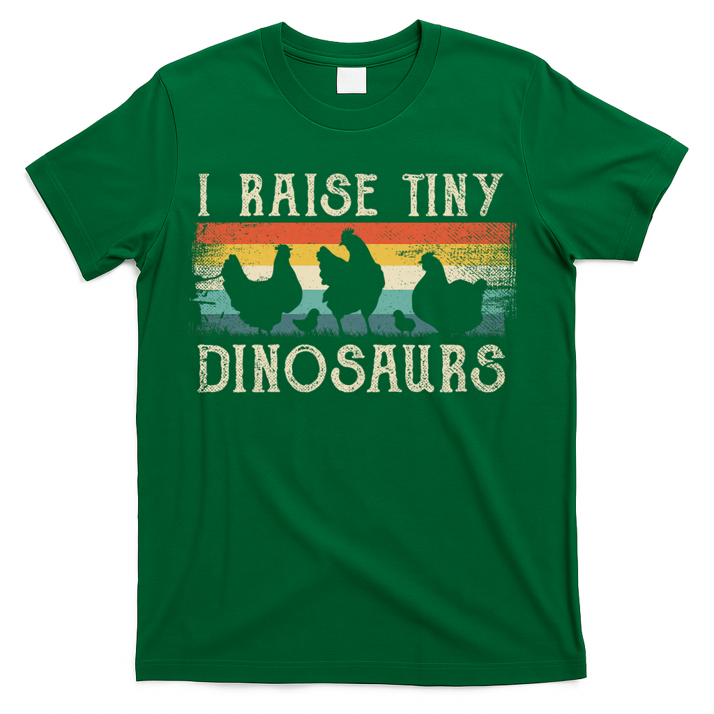 I Raise Tiny Dinosaurs Retro 70s Chicken Silhouette T-Shirt