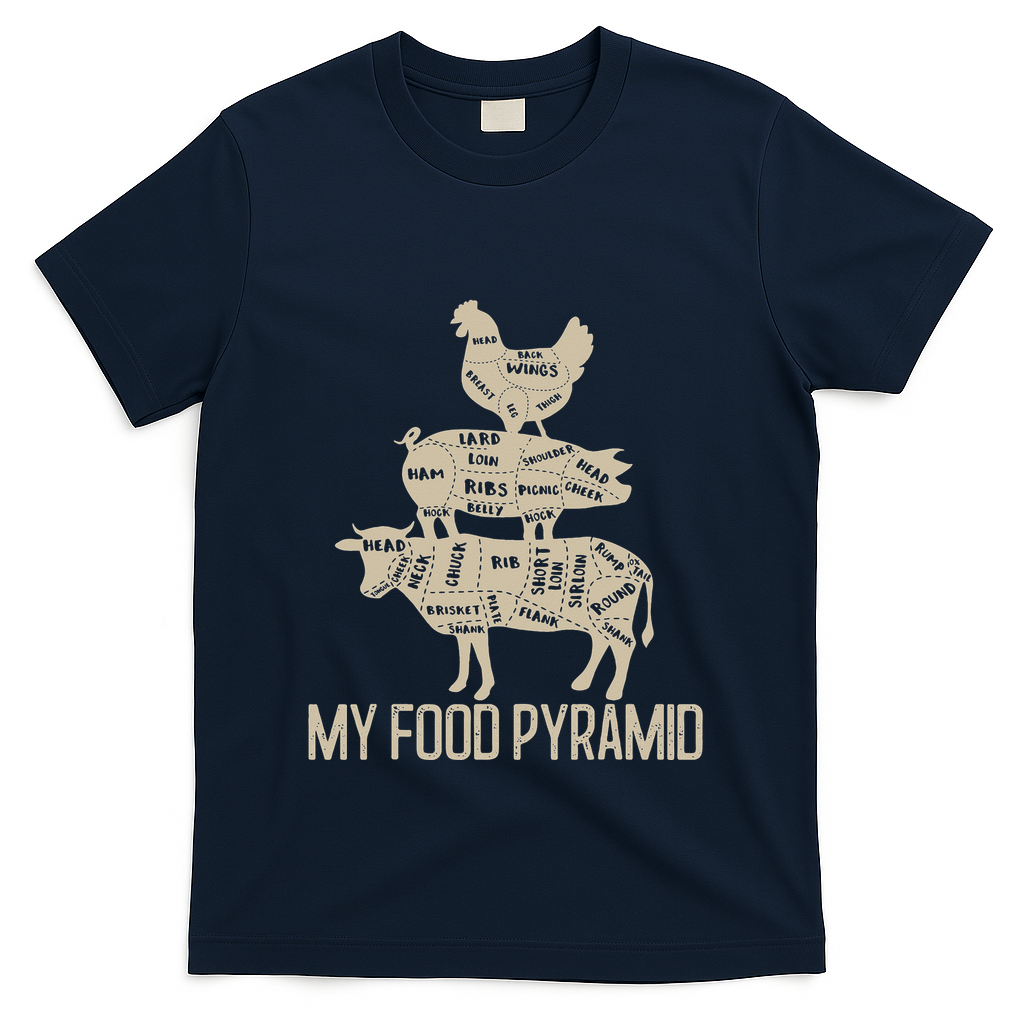 My Food Pyramid Funny Bbq Cow Pig Chicken T-Shirt