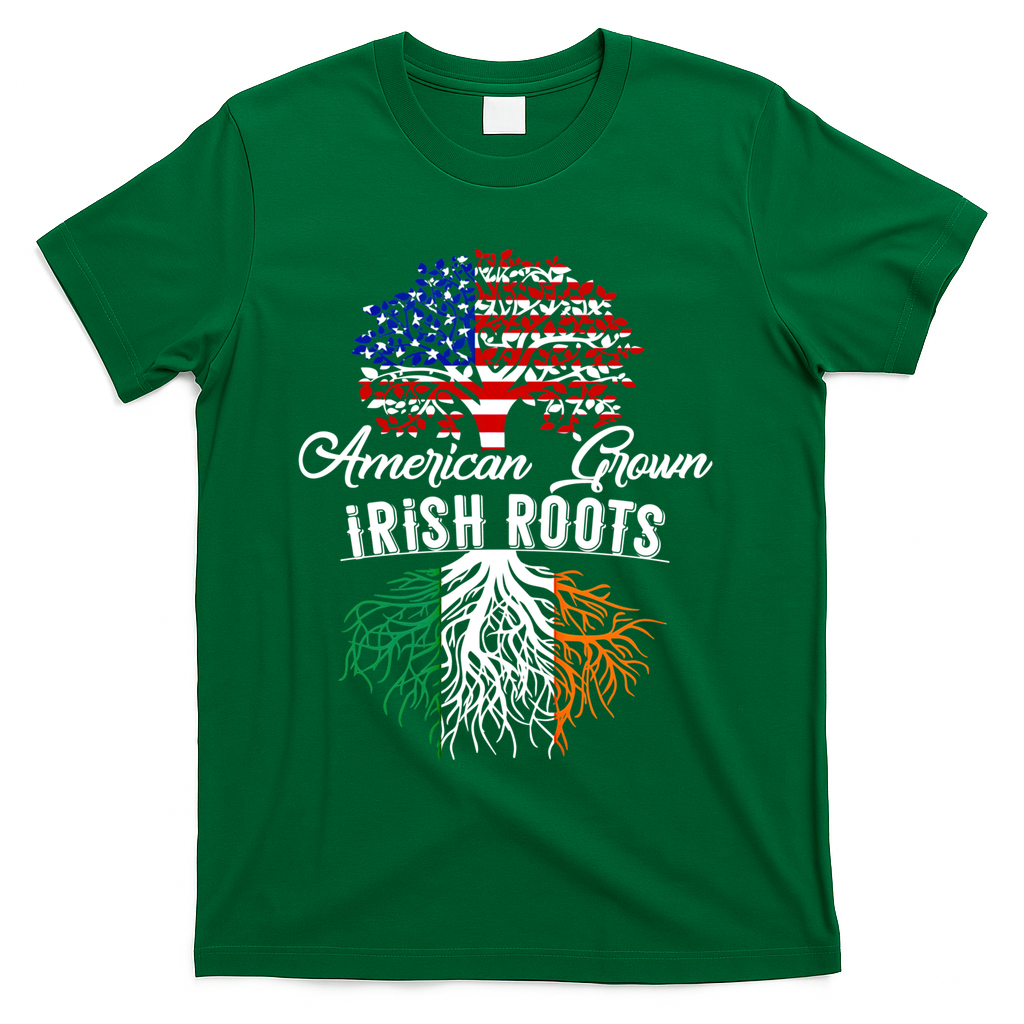 American Grown Irish Root Ireland Flag Irish Gift T-Shirt