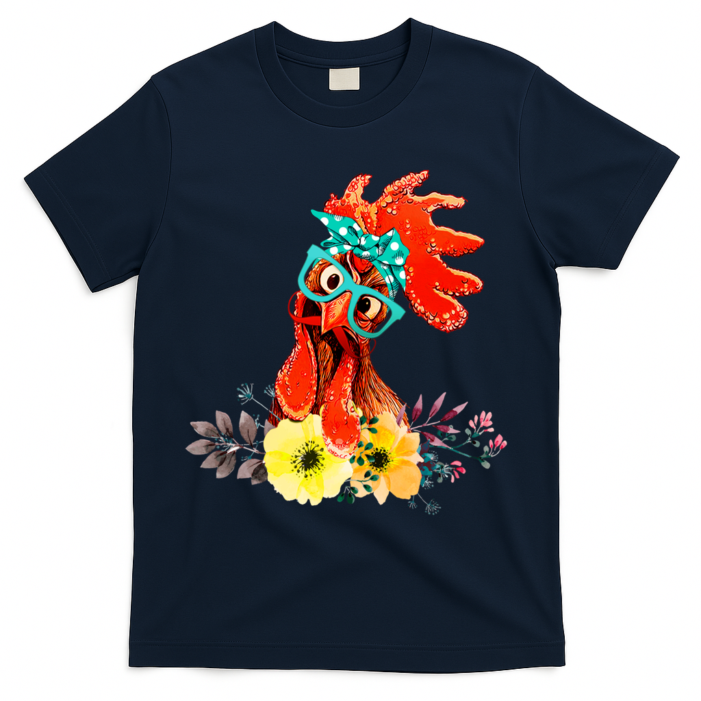 Chicken With Bandana Headband And Glasses Cute Cool Gift T-Shirt