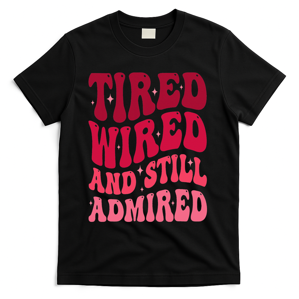 Tired Wired And Still Admired Mothers Day Mom Quote Funny T-Shirt