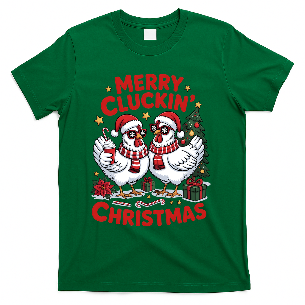 Merry Cluckin Christmas Chicken Funny T-Shirt