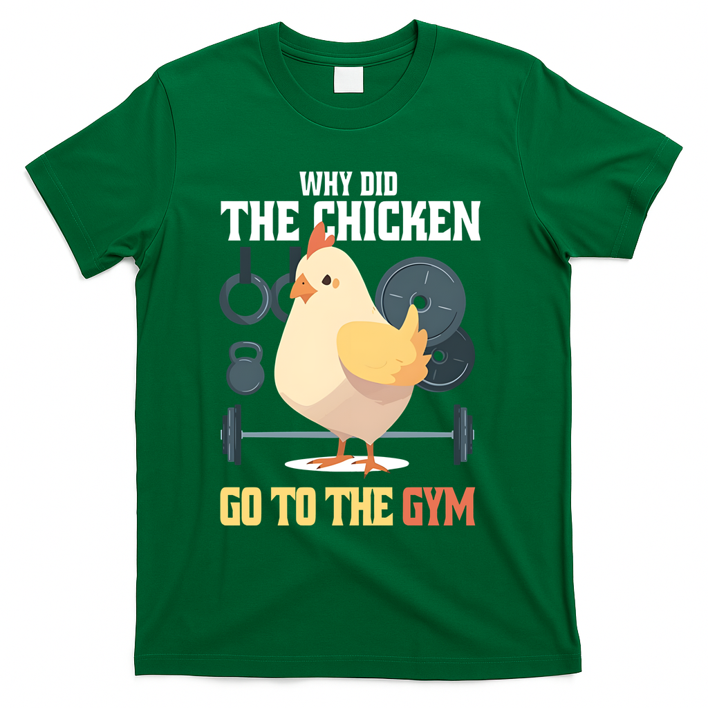 Why Did The Chicken Go To The Gym Funny Chicken Gymer T-Shirt