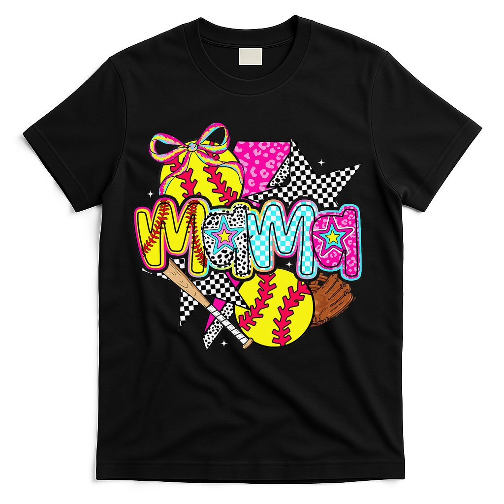 Softball Mama Mom Softball Game Day Vibes Mothers Day Women T-Shirt