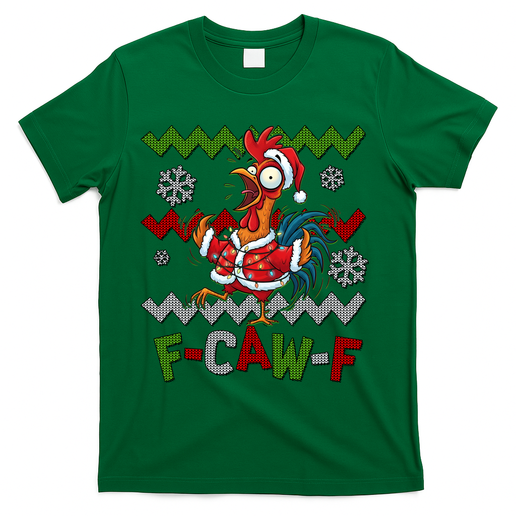 Ugly Christmas Sweater F CAW F Chicken Rooster T-Shirt