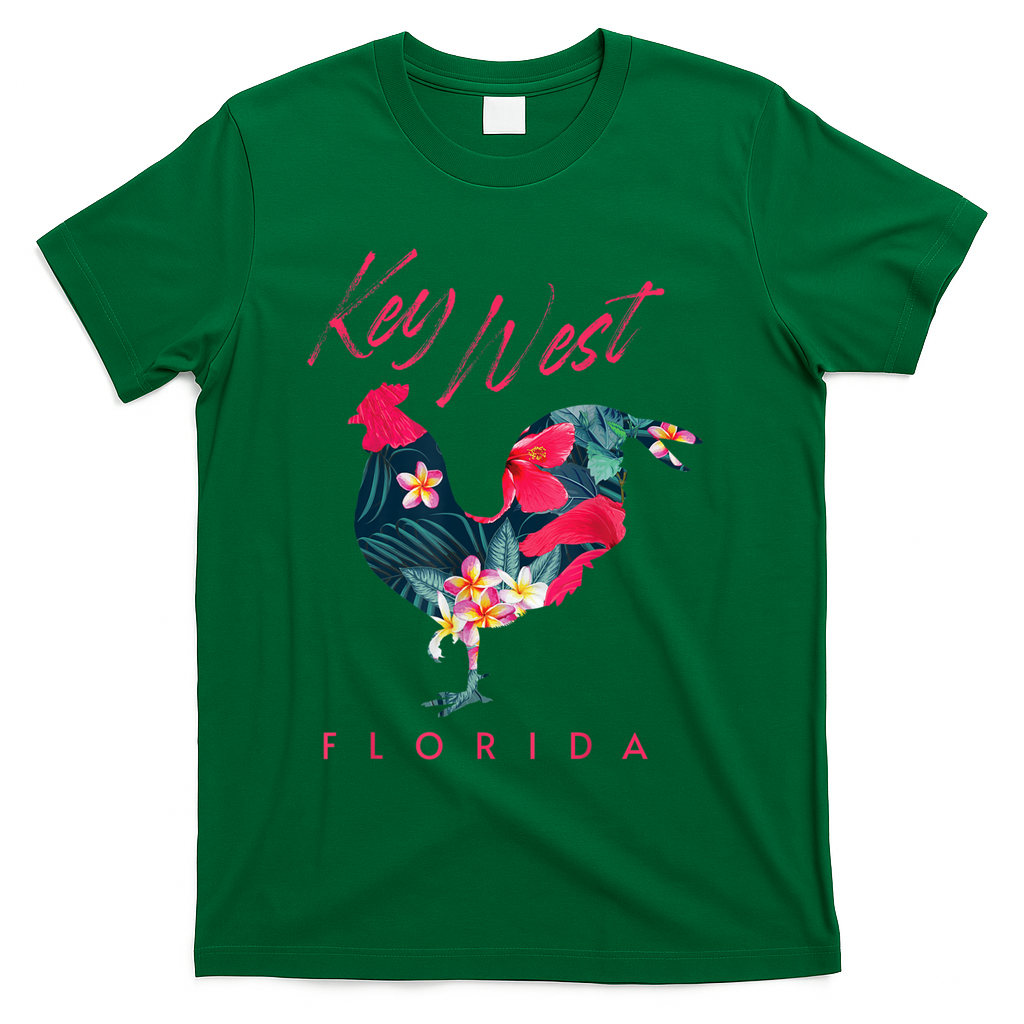 Key West Florida Chicken Lover Flower Hibiscus Souvenir T-Shirt