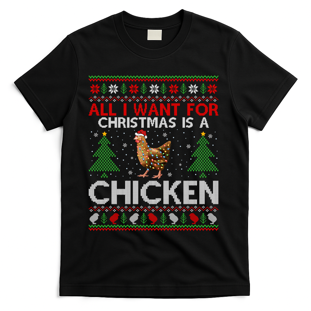 Chicken Lover Ugly All I Want For Christmas Is A Chicken Gift T-Shirt