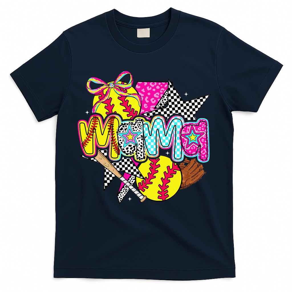 Softball Mama Mom Softball Game Day Vibes Mothers Day Women T-Shirt