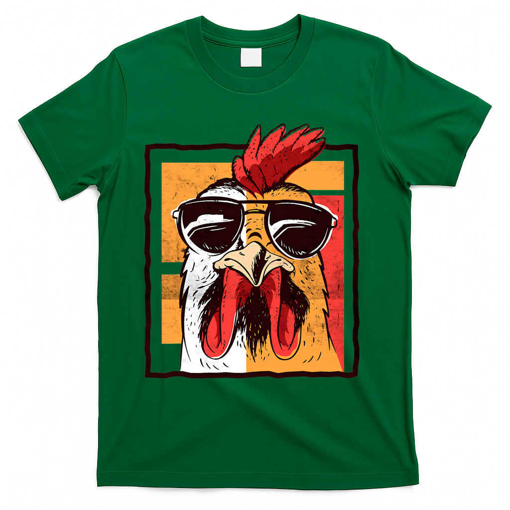 Retro Vintage Chicken Cool Rooster Wearing Sunglasses T-Shirt