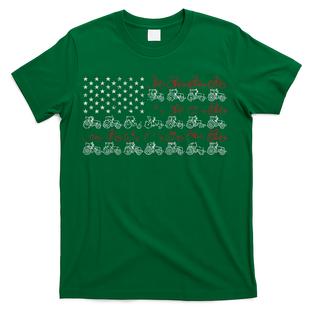 Tractor American Flag Farmer T-Shirt