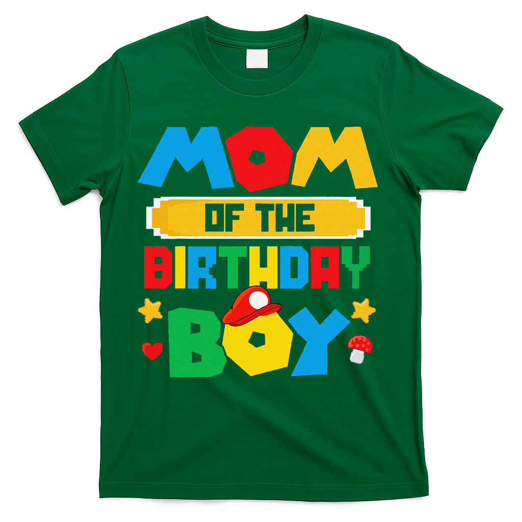 Mom Of The Birthday Boy Game Gaming Mom And Dad Family T-Shirt