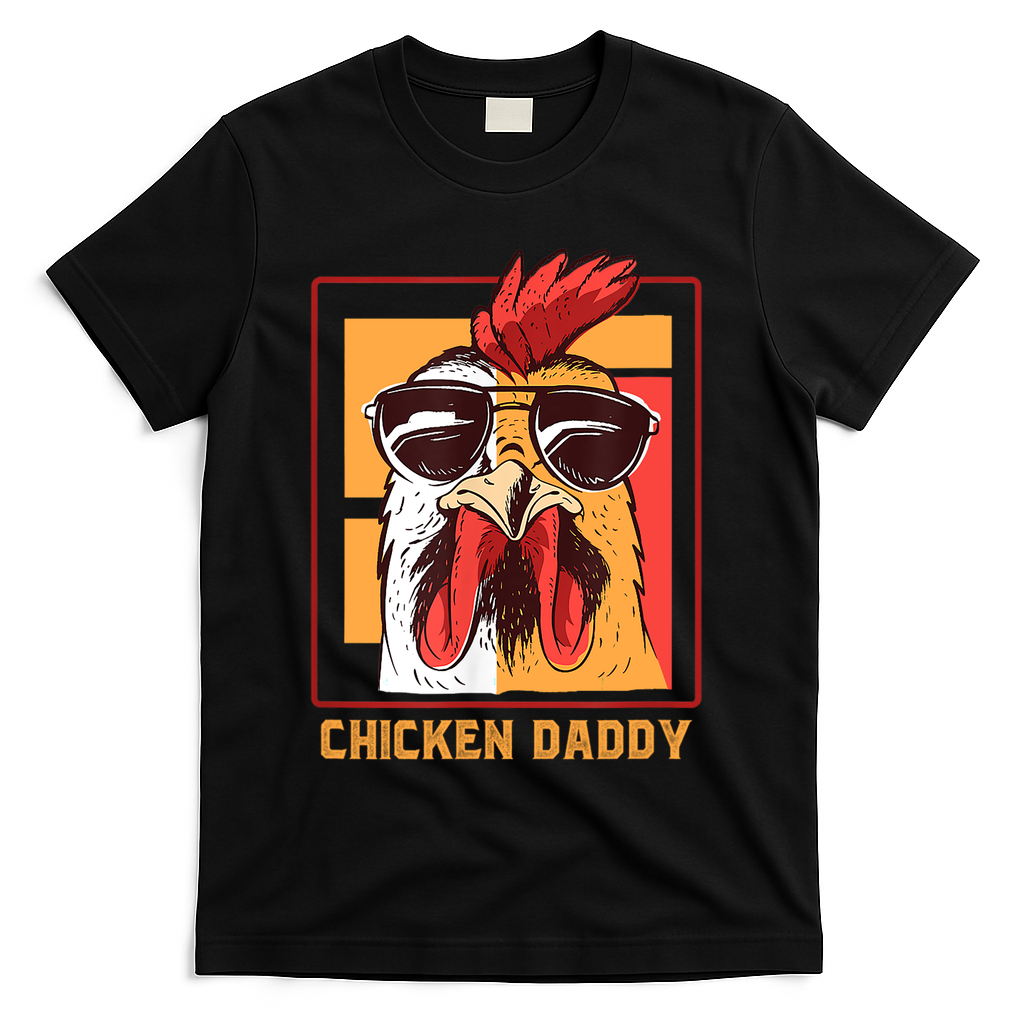 Mens Chicken Daddy Vintage Poultry Farmer Rooster Wearing Shades Gift T-Shirt