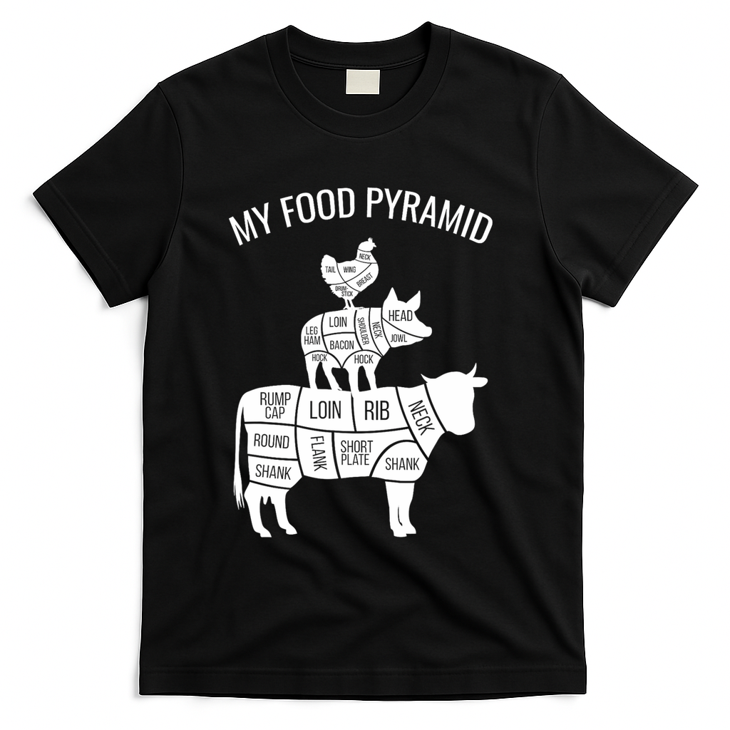 My Food Pyramid Funny Carnivore Cow Pig Chicken T-Shirt