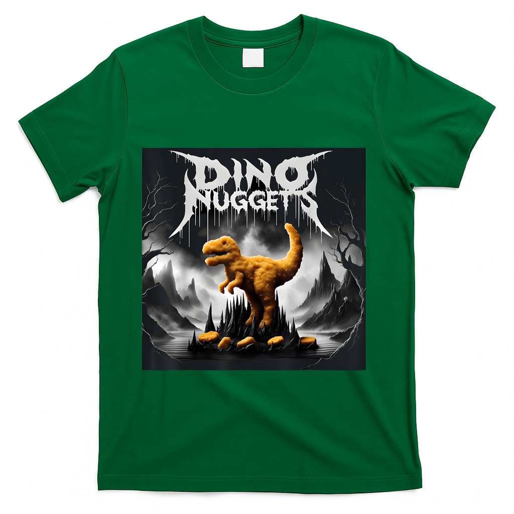 Black Aesthetic Dino Nuggets Death Metal Music Chicken Nugs T-Shirt