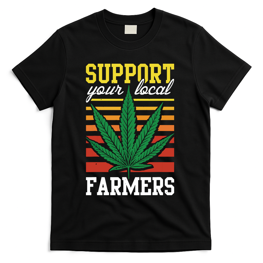 Support Your Local Farmers Cannabis Leaf Weed THC Marijuana T-Shirt