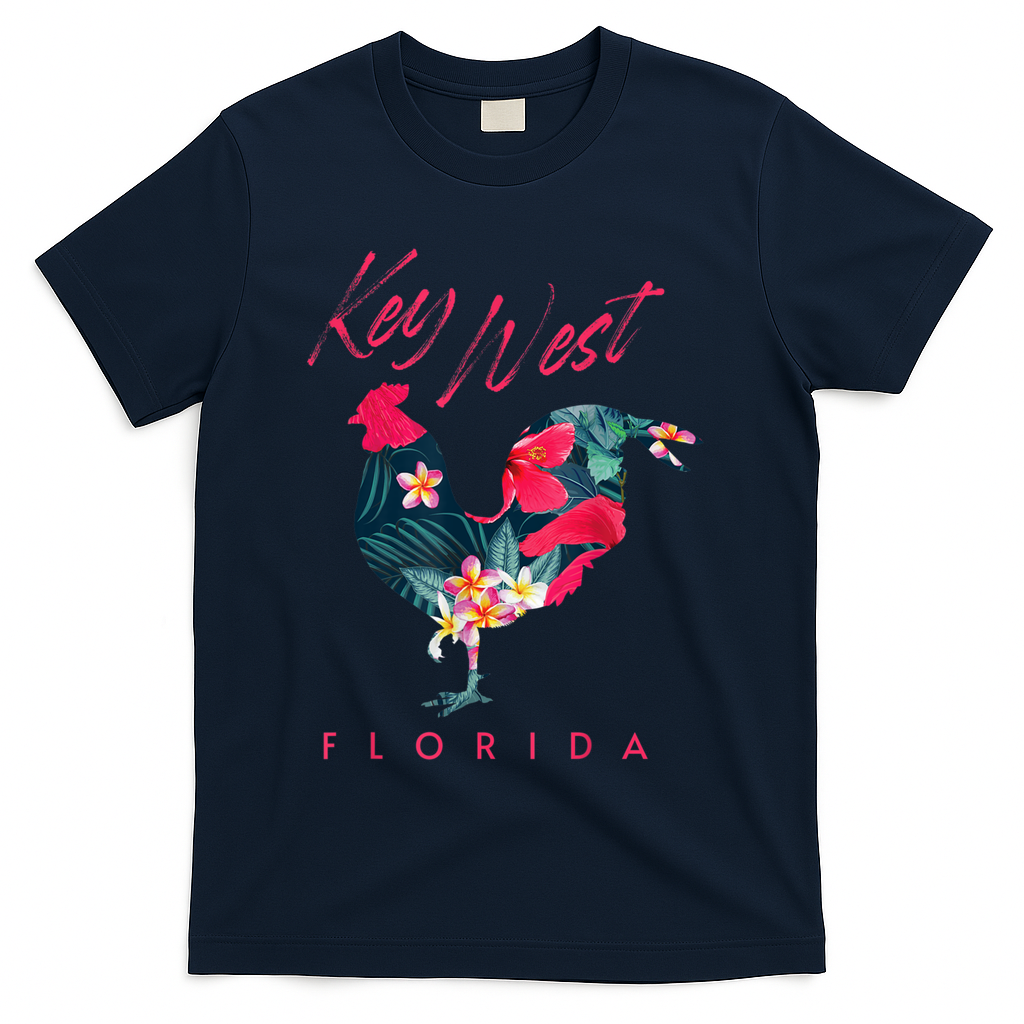 Key West Florida Chicken Lover Flower Hibiscus Souvenir T-Shirt