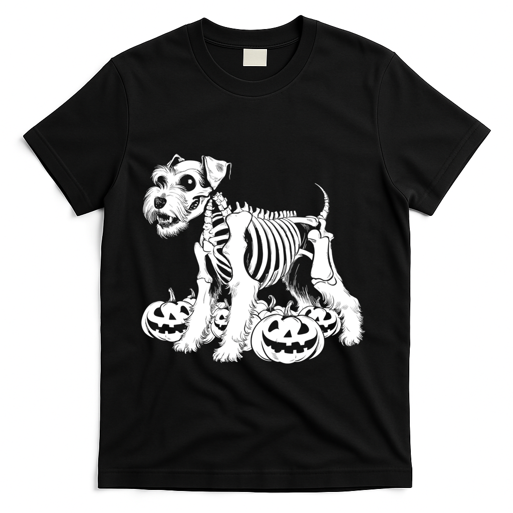 Miniature Schnauzer Skeleton Birthday Halloween Cute Gift T-Shirt