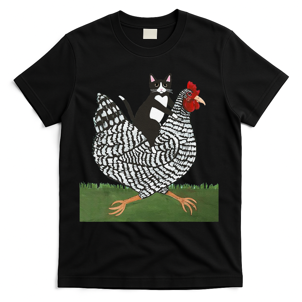 Tuxedo Cat Riding A Chicken Gift T-Shirt