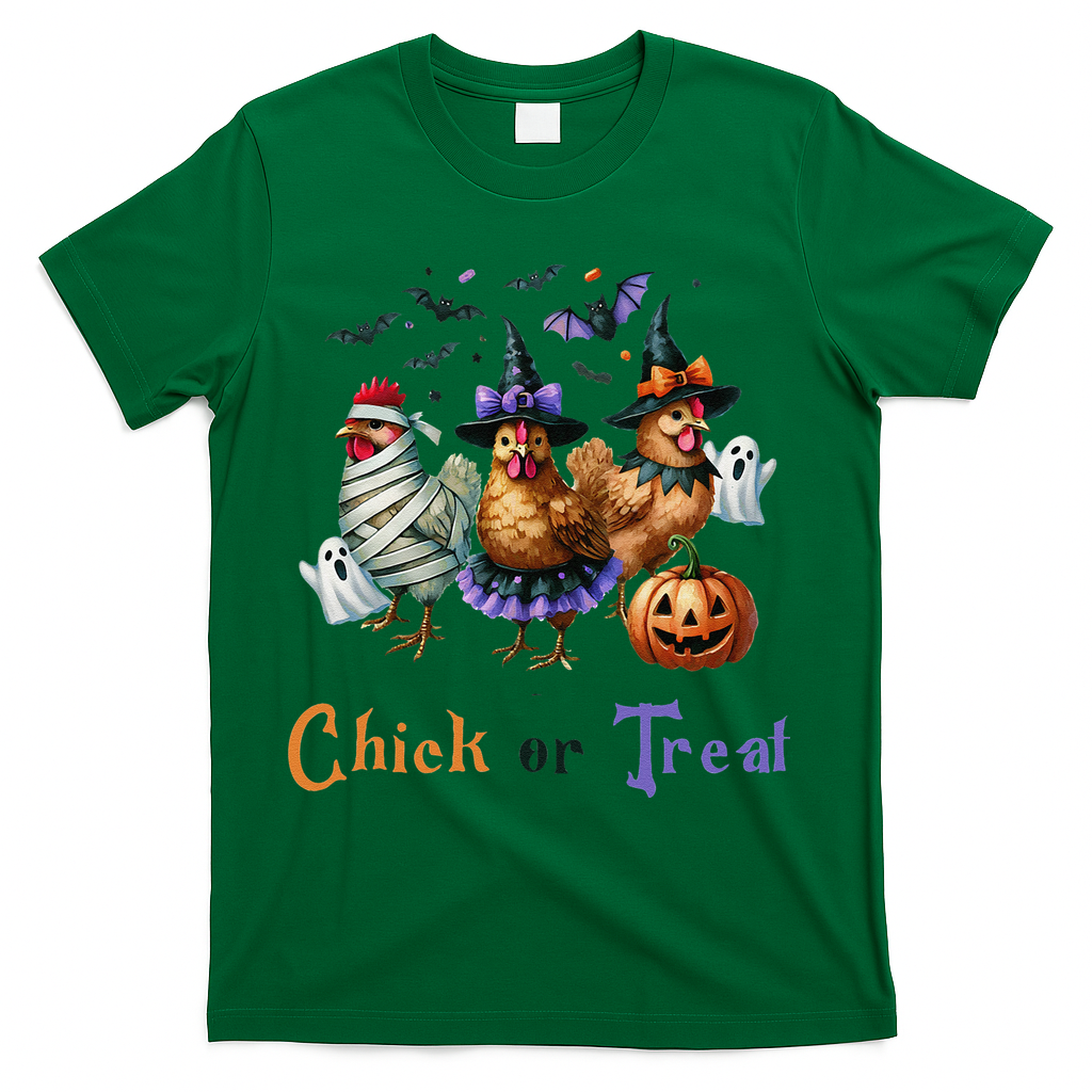 Halloween Chick Or Treat Pumpkins Chickens Farmer Funny T-Shirt