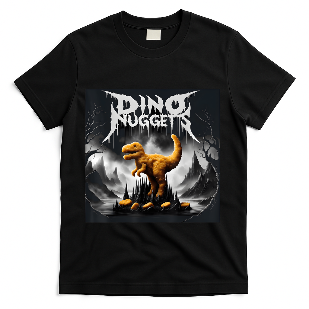 Black Aesthetic Dino Nuggets Death Metal Music Chicken Nugs T-Shirt