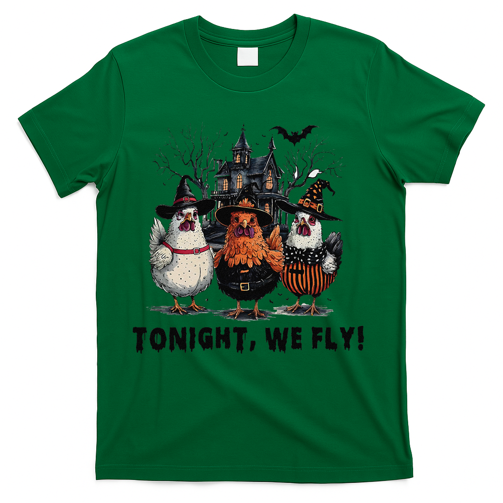 Tonight We Fly Funny Chicken Halloween Spooky Season T-Shirt