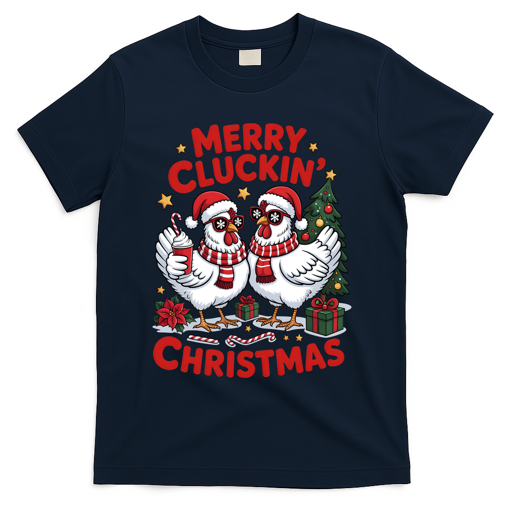 Merry Cluckin Christmas Chicken Funny T-Shirt