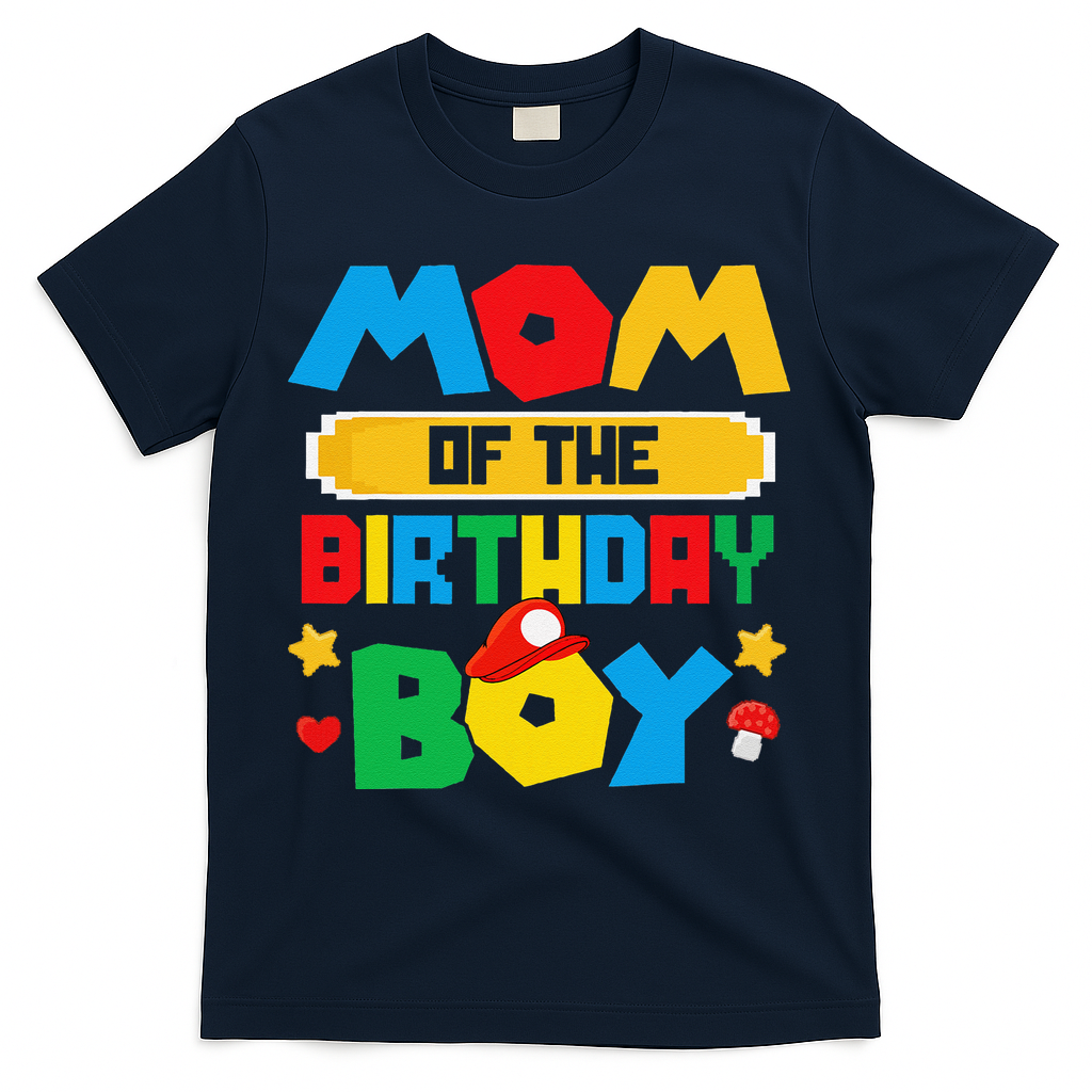 Mom Of The Birthday Boy Game Gaming Mom And Dad Family T-Shirt