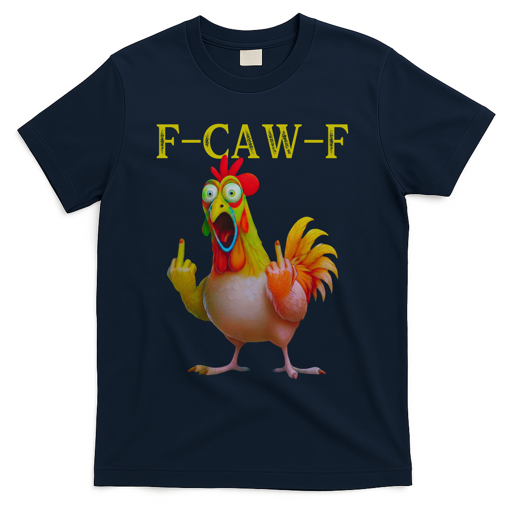 F Caw F Funny Chicken Middle Finger Clucking Rooster Meme T-Shirt