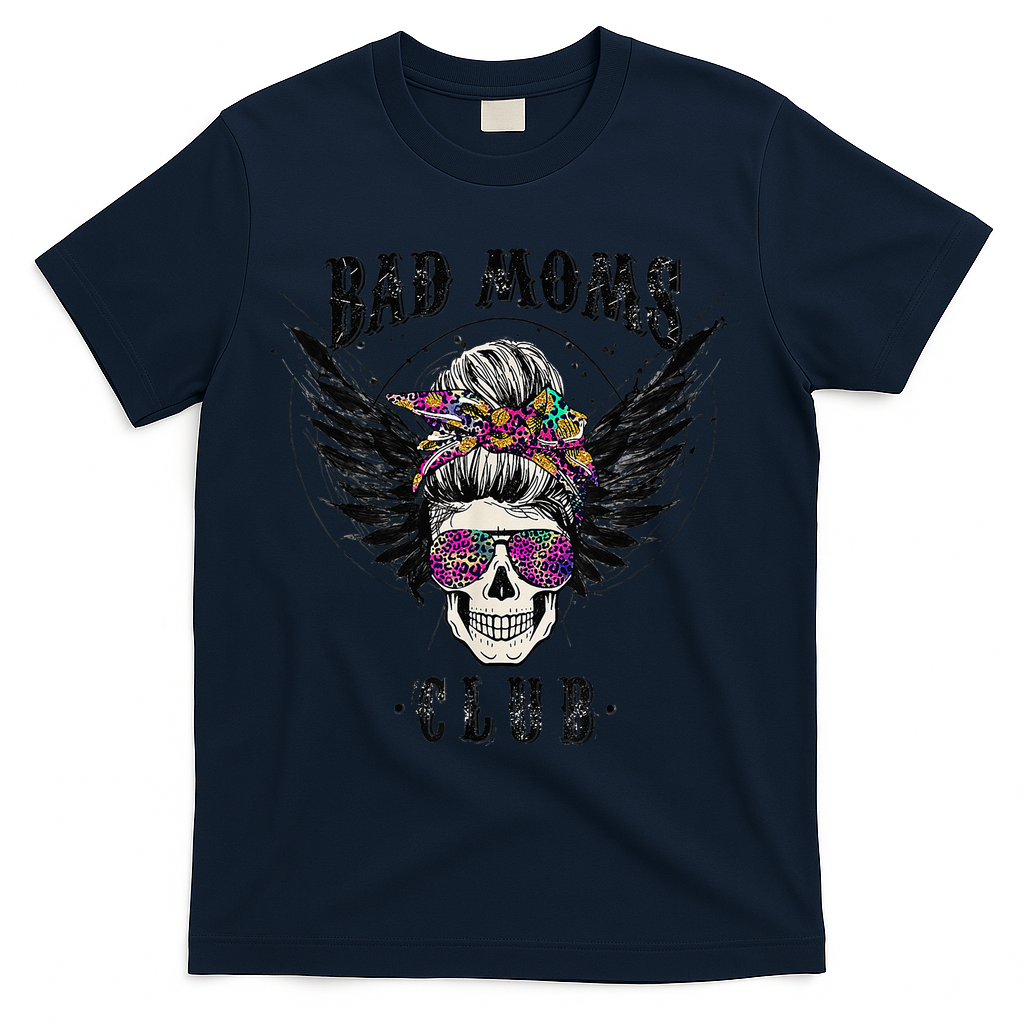 Bad Moms Club Leopard Skull Mom Funny Mom Mother's Day T-Shirt