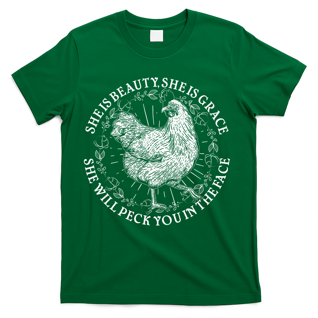 Funny She Is Beauty She Is Grace Vintage Hen Chicken T-Shirt