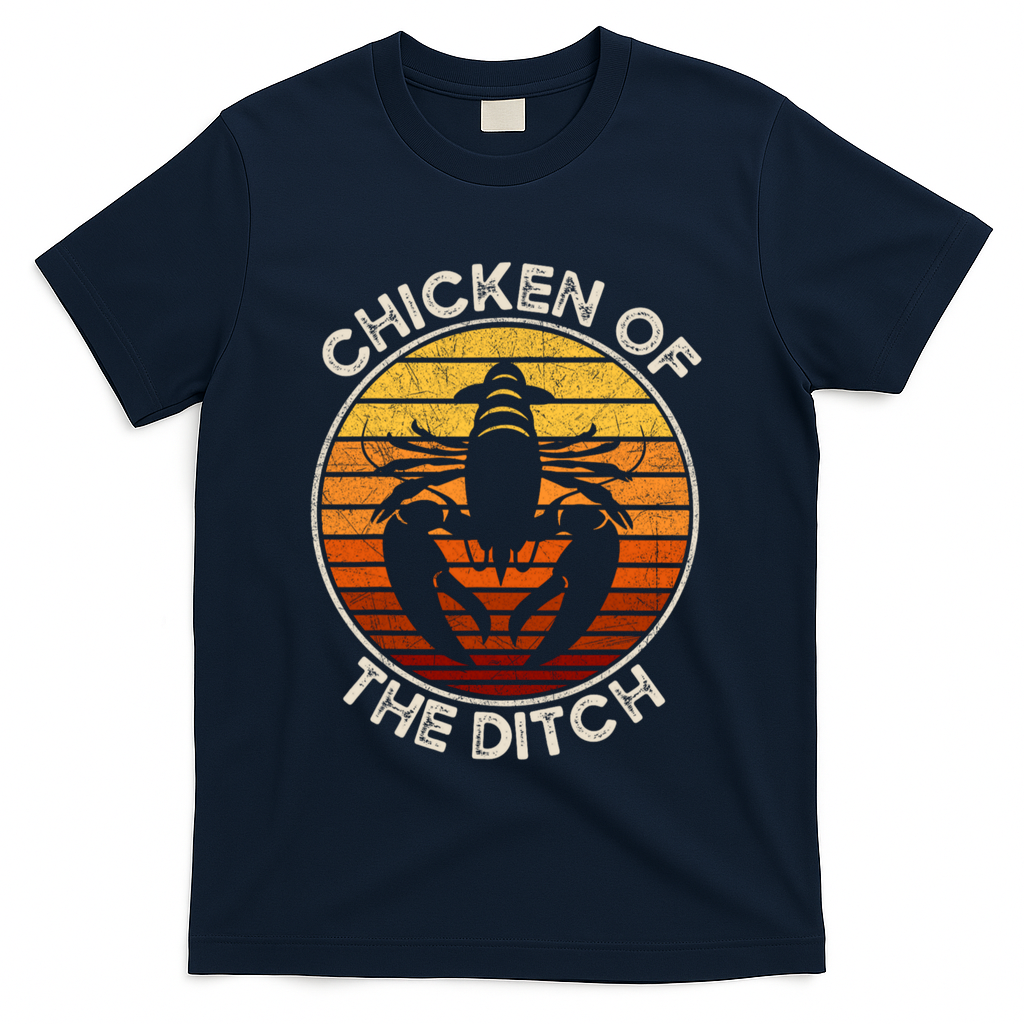 Chicken Of The Ditch Crawfish Boil Party Funny Cajun Lobster T-Shirt