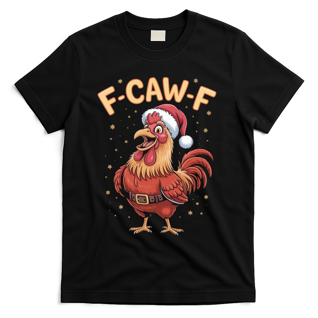 Funny Christmas F-CAW-F Santa Claus Chicken  T-Shirt