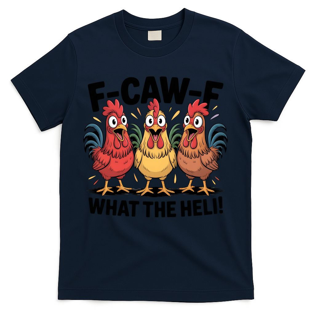 F-Caw-A What The Heli! Funny Chicken T-Shirt
