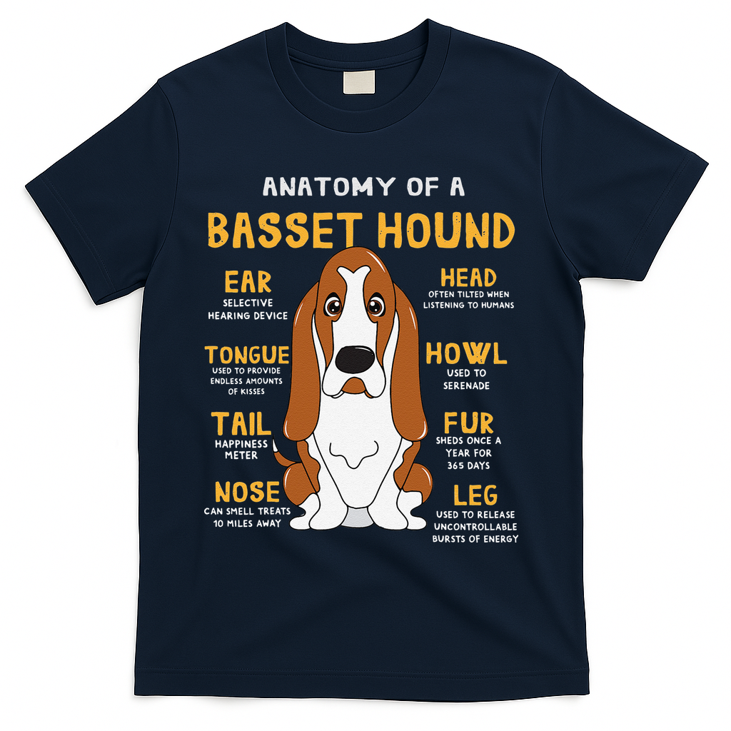 Basset Hound Anatomy Funny Dog Mom Dad Cute Gift T-Shirt