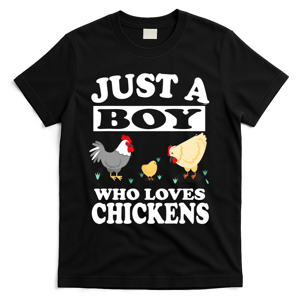 Just A Boy Who Loves Chickens Farm Chicken Gift T-Shirt